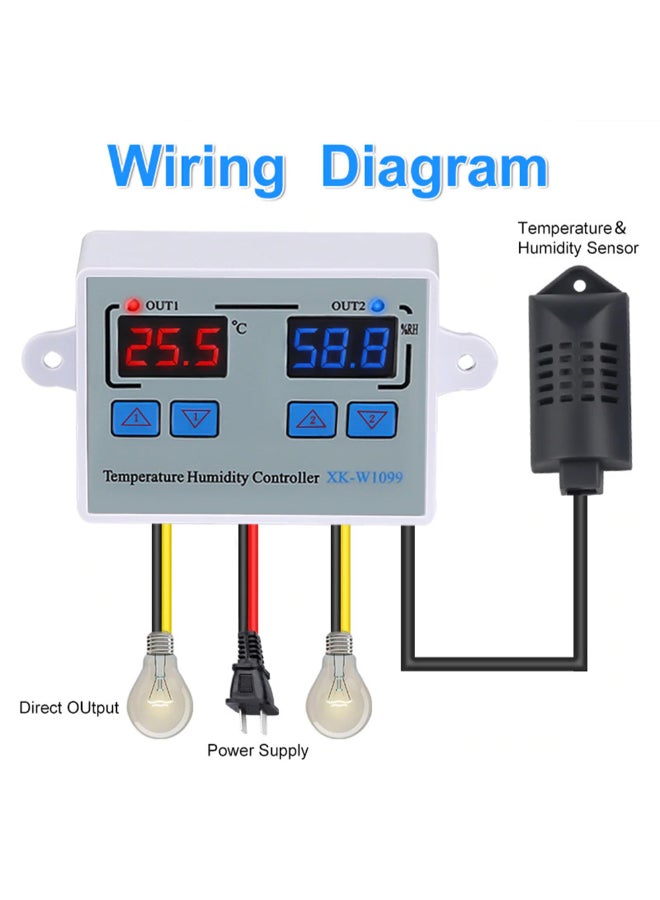 Dual-Digital Temperature Humidity Controller Multicolour 7.5 x 5.5 x 3.1centimeter - Image 3