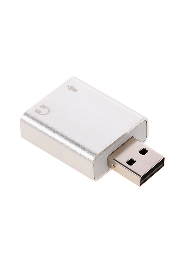 USB Audio Sound Card For Mac OS/Win 7/8/Android Silver  - Image 1