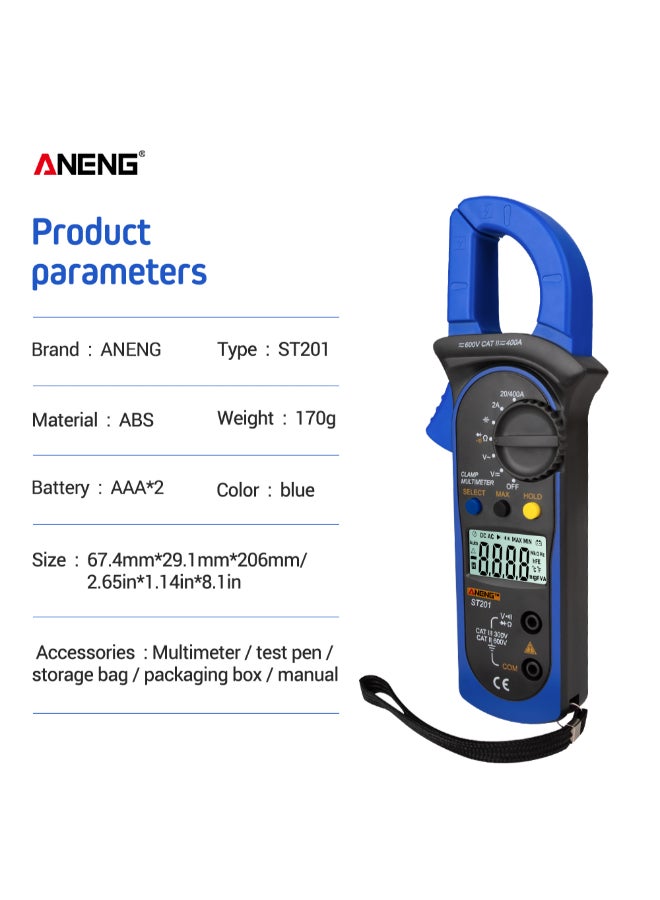 ANENG Digital Clamp Millimeter multicolour 2.65 x 1.14 x 8.1inch  - Image 4