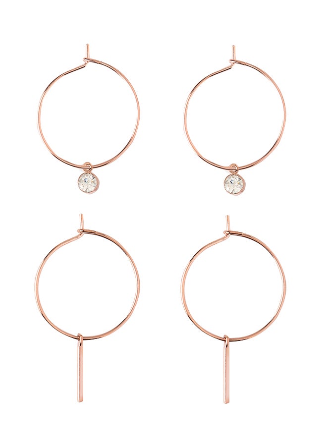 ORELIA LONDON Pair Of 2 Fine Bar And Crystal Hoop Earring Set