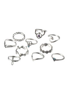 10-Piece Vintage Style Rhinestone Ring Set