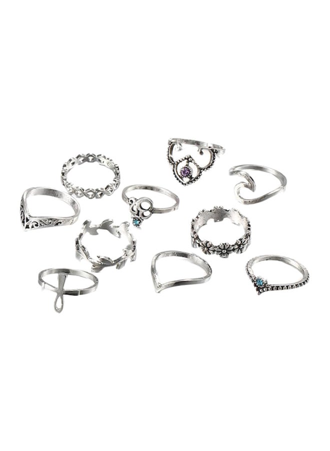 Beauenty - 10-Piece Vintage Style Rhinestone Ring Set - Image 1