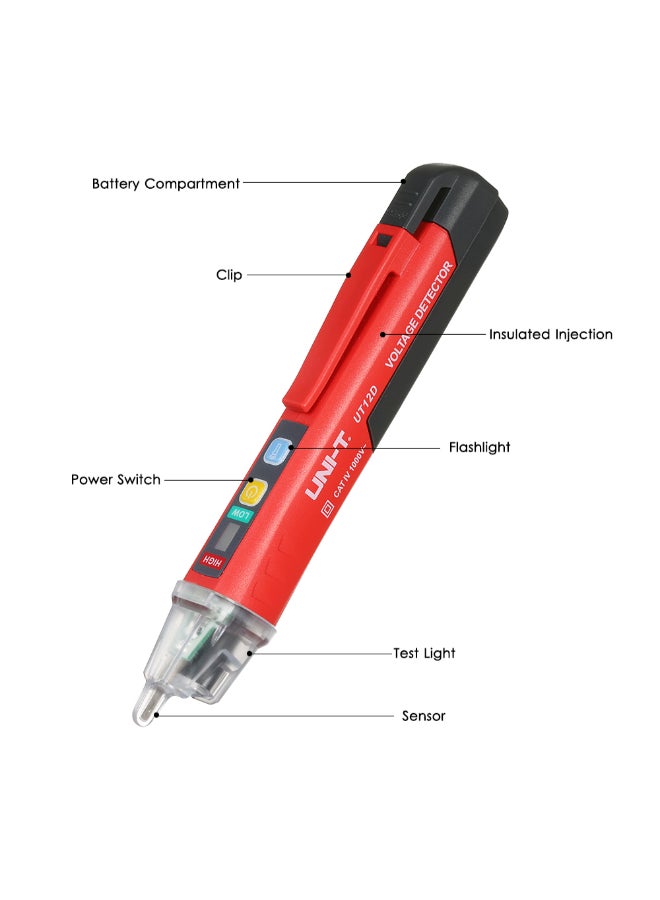 UNI-T Pen Shaped Voltage Tester Red/Black 150 x 23 x 18mm  - Image 3