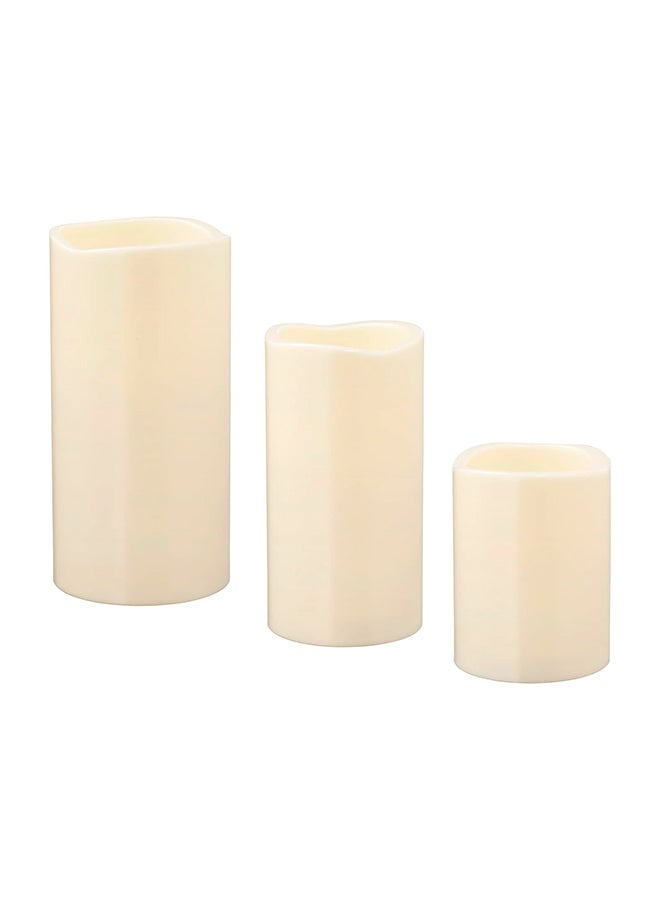 GODAFTON 3-Piece Battery-Operated LED Block Candle Set Beige 24cm  - Image 1