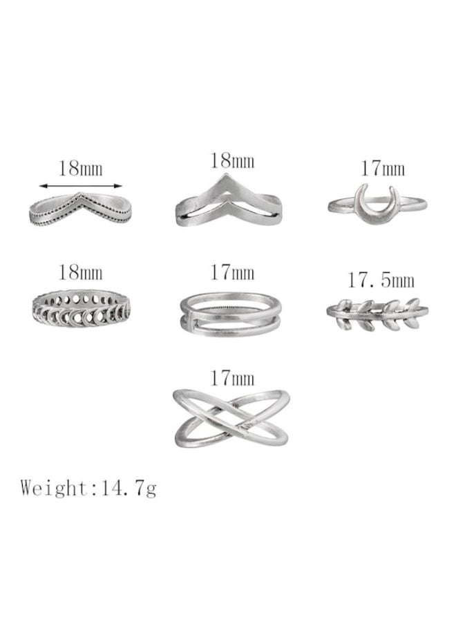 بيوينتي مجموعة خواتم أنيقة بلون سادة للسيدات، 7 قطع - Image 4