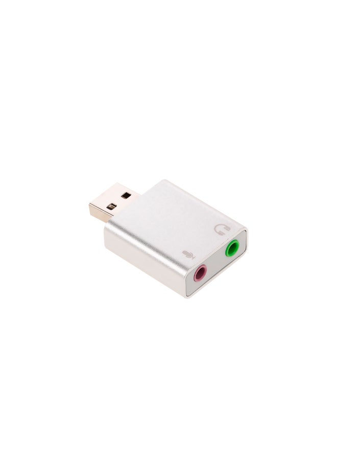 USB Audio Sound Card For Mac OS/Win 7/8/Android Silver  - Image 2