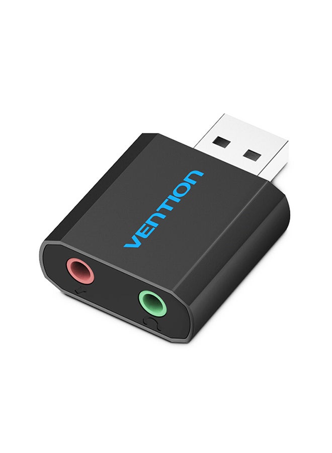 VENTION USB External Sound Card With Stereo Earphone Mic Adapter For PC/Laptop/PS4 Black  - Image 1