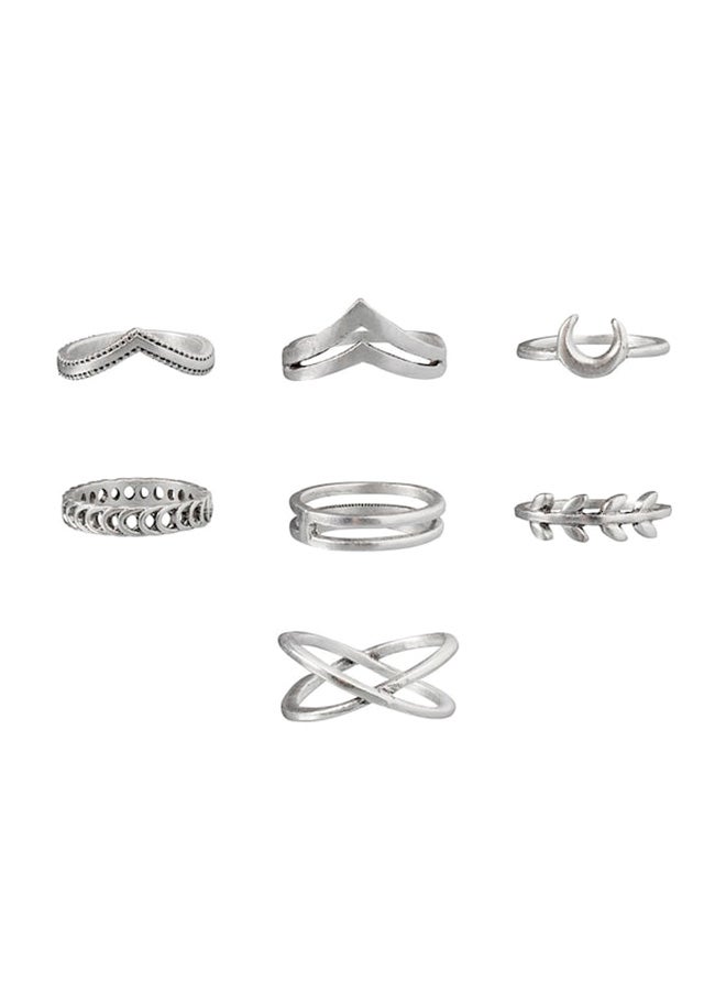 بيوينتي مجموعة خواتم أنيقة بلون سادة للسيدات، 7 قطع - Image 1