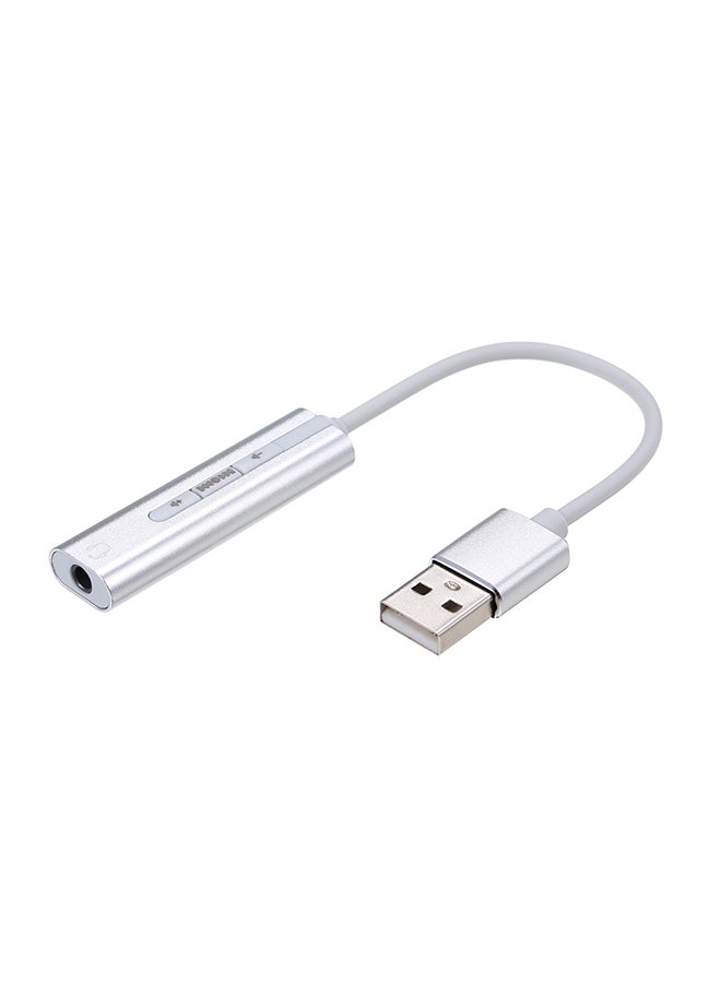 Generic USB External Sound Card For Laptop PC Silver  - Image 1