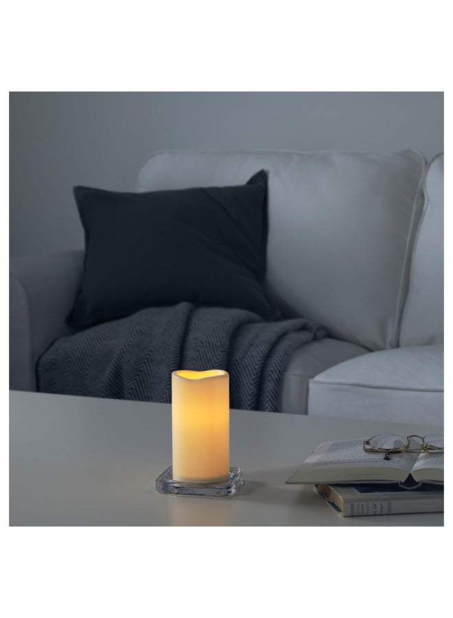 GODAFTON Battery-Operated LED Block Candle Beige 6 x 3inch  - Image 2