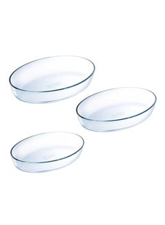 PYREX 3-Piece Oval Roaster Set 2-3-4L Clear 30x21-35x24-39x27cm 