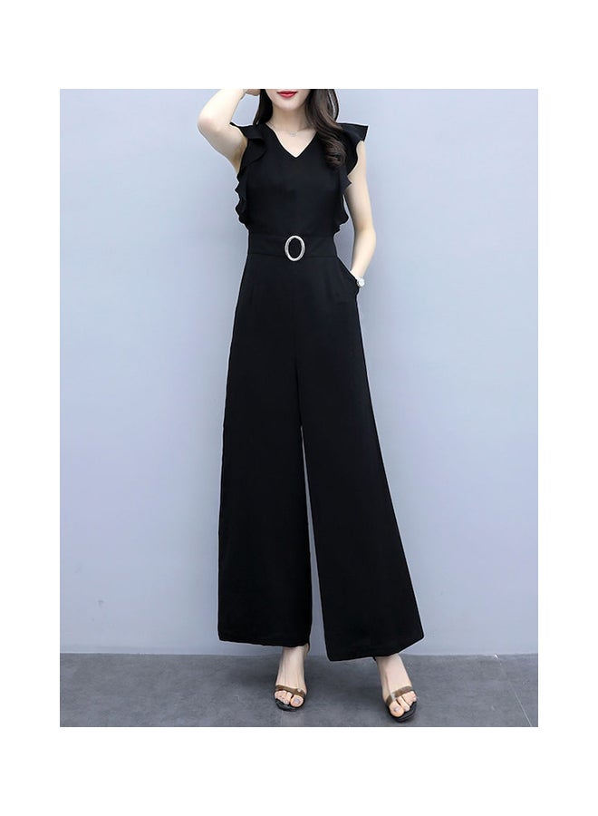 Stylish Sleeveless Jumpsuit Black - Image 2