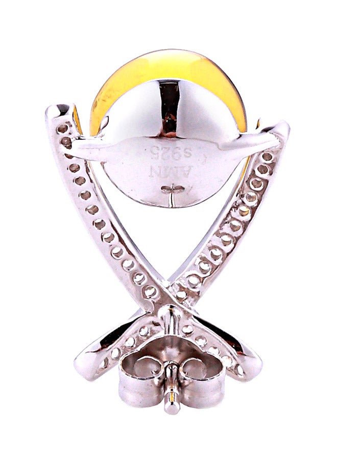 925 Sterling Silver 18 Karat White Gold Plated Earrings - Image 2
