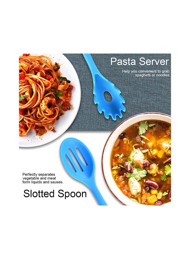 طقم ملاعق عريضة مانعة للالتصاق ومقاومة للحرارة مكون من 10 قطع أسود/فضي - Image 4