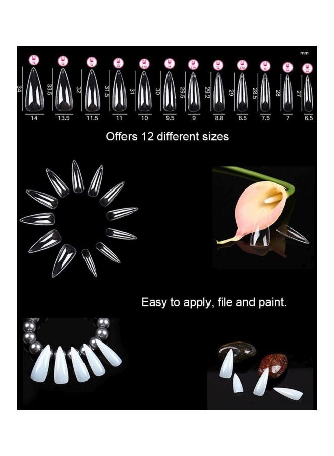 504-Piece Long Stiletto False Nails Clear - Image 3