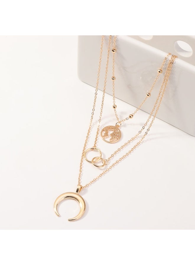 بيوينتي قلادة أنيقة متعددة الطبقات بتصميم هلال - Image 3