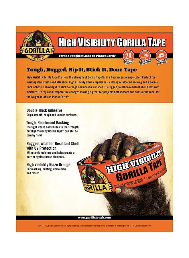 Gorilla High Visibity Duct Tape Blaze Orange  - Image 2