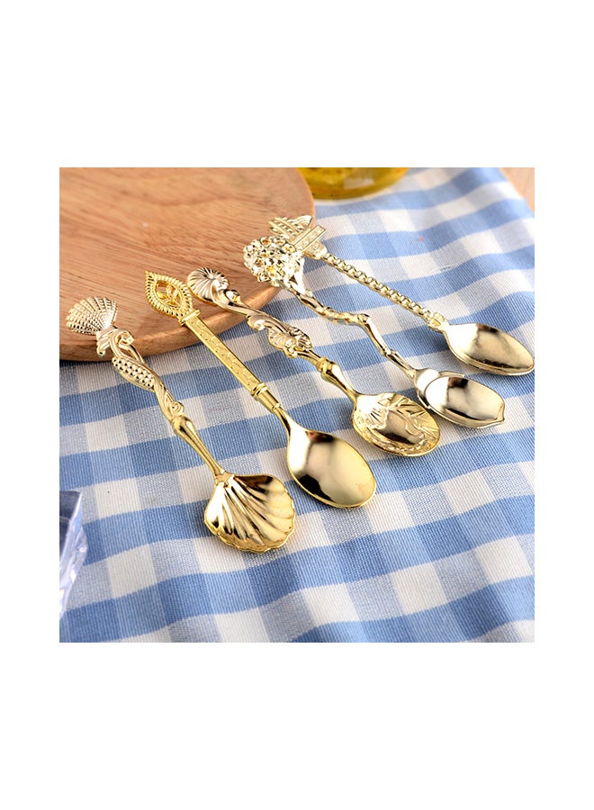 مجموعة ملاعق كلاسيكية بتصميم بحري مكونة من 5 قطع ذهبي - Image 2