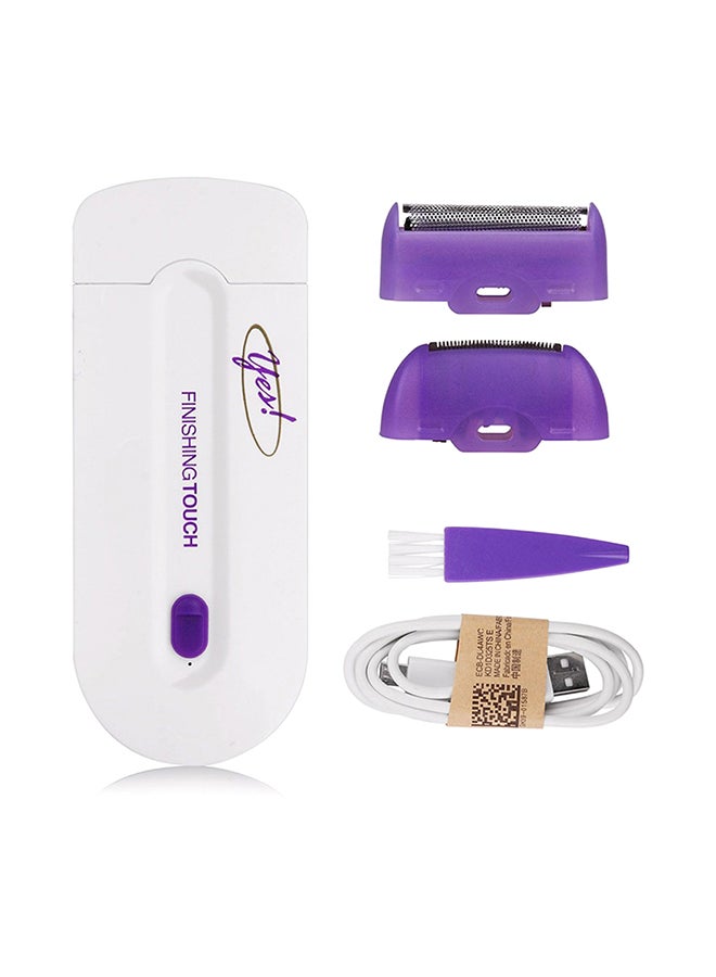 ماكينة إزالة الشعر بدون ألم تعمل باللمس وقابلة للشحن بنفسجي/أبيض 13x2x8سم - Image 5