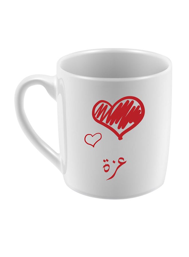 ماركة غير محددة - مج قهوة وشاي بطبعة اسم عزة أبيض/أحمر 10x5سم - Image 1