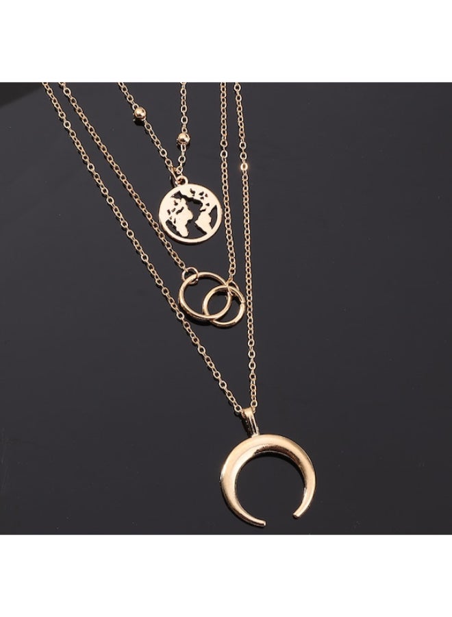 بيوينتي قلادة أنيقة متعددة الطبقات بتصميم هلال - Image 5