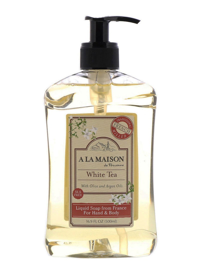 A La Maison De Provence White Tea With Olive And Argon Oils Hand And Body Liquid Soap Clear 500ml 