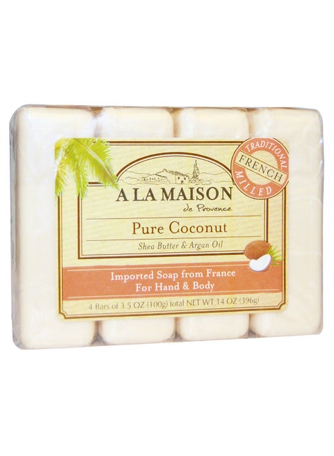 Pack Of 4 Pure Coconut Hand And Body Bar Soap White