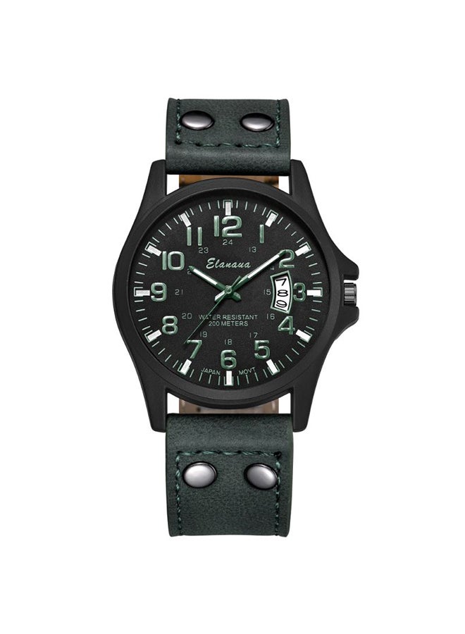 إيلانوفا ساعة يد بعقارب وسوار من الجلد طراز EL22GR للرجال