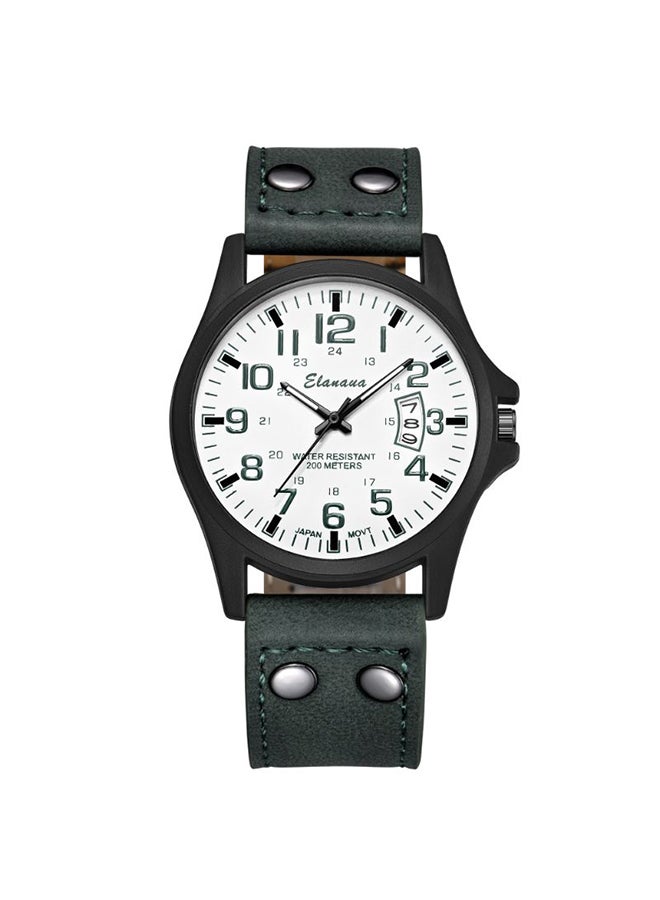 Elanova Men's Leather Analog Wrist Watch EL22GW