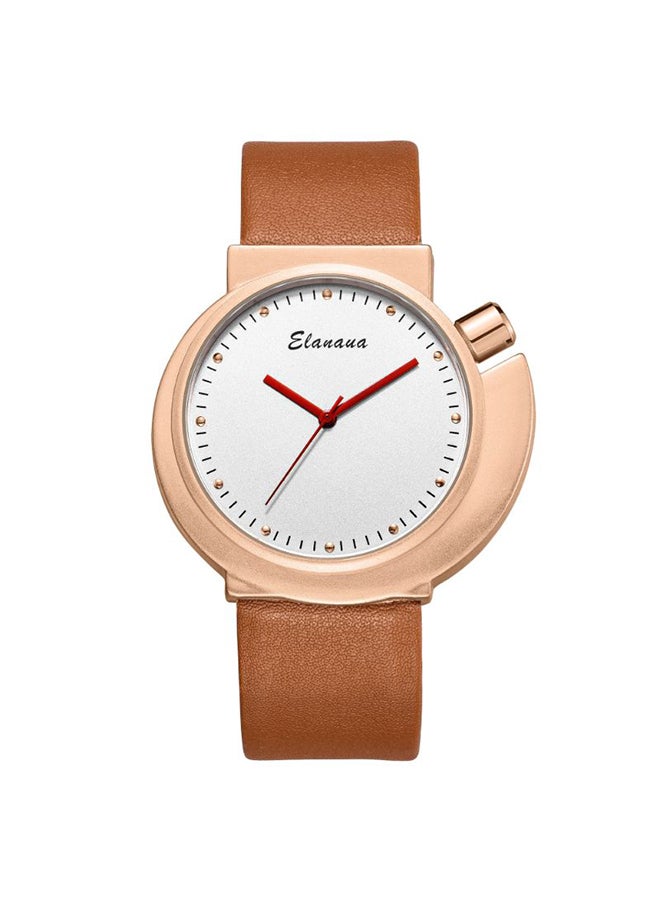 Elanova Men's Leather Analog Wrist Watch EL24BR