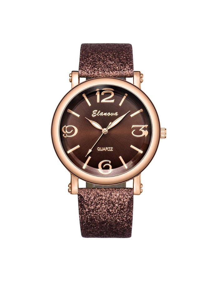 Women's Leather Analog Wrist Watch EL41BR