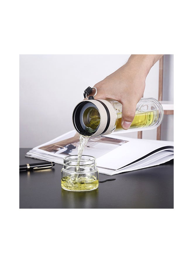 بيوينتي زجاجة مياه بطبقتين شفاف/ رمادي/ أسود 24x6.5سم - Image 4