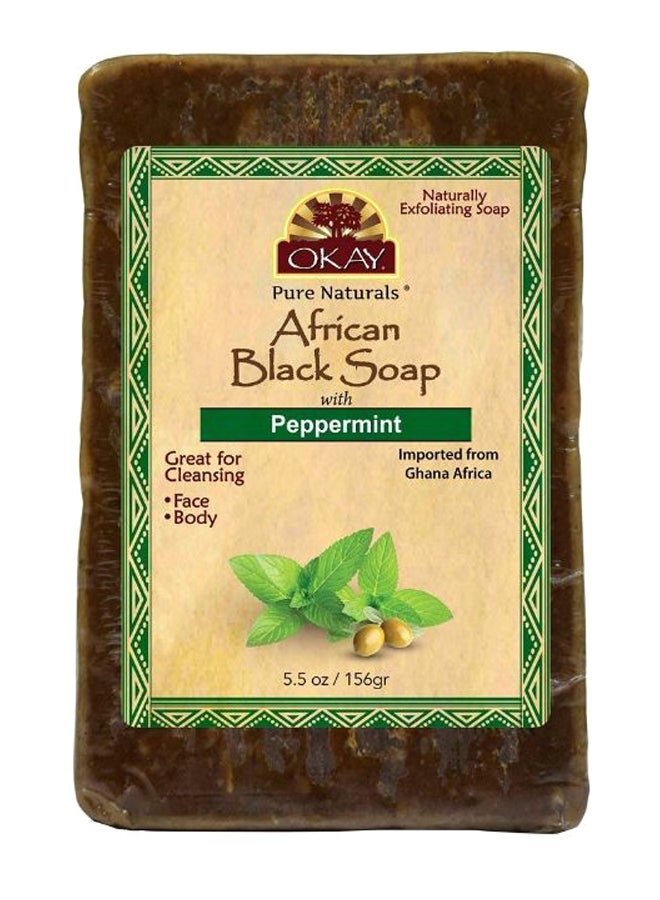 أوكي صابون أسود أفريقي بالنعناع. بني