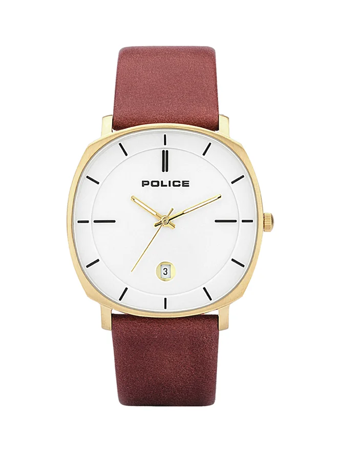 بوليس ساعة يد بعقارب وسوار جلدي طراز P 15099JSG-01