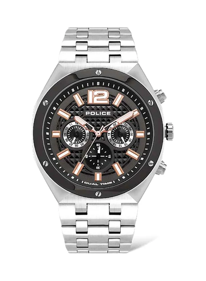POLICE Men's Kediri Round Shape Stainless Steel Chronograph Wrist Watch 46 mm - Silver - P 15995JSTU-61M