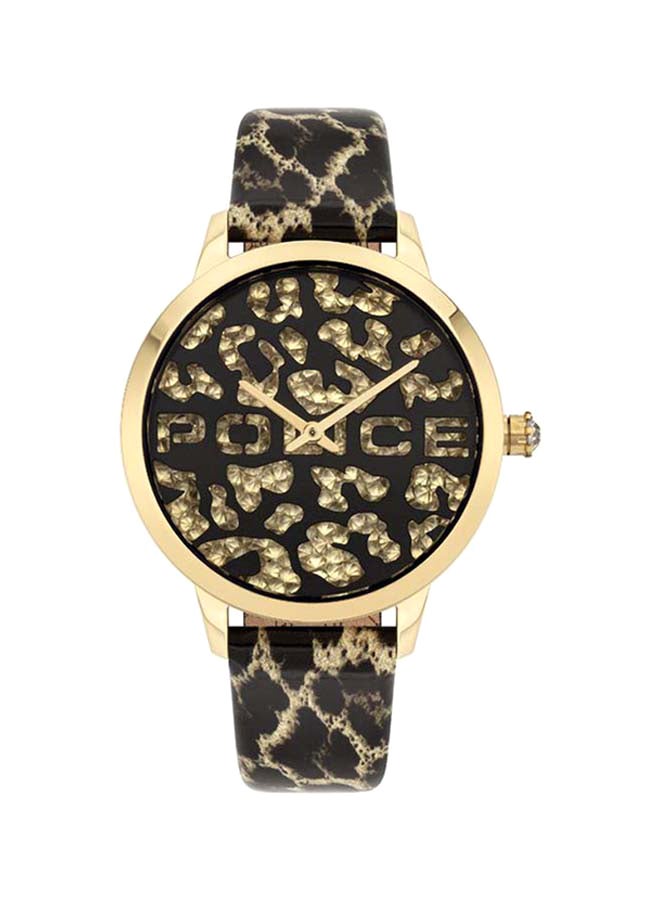 POLICE Women's Bagan Round Shape Leather Band Analog Wrist Watch 36 mm - - P 16028MSG-02 - Image 1