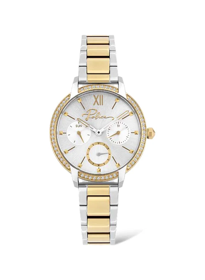 بوليس Police Nadu Women's Analogue Quartz Watch with Silver Dial and Silver and Gold Plated Stainless Steel Bracelet - PL.16043BSTG-04M