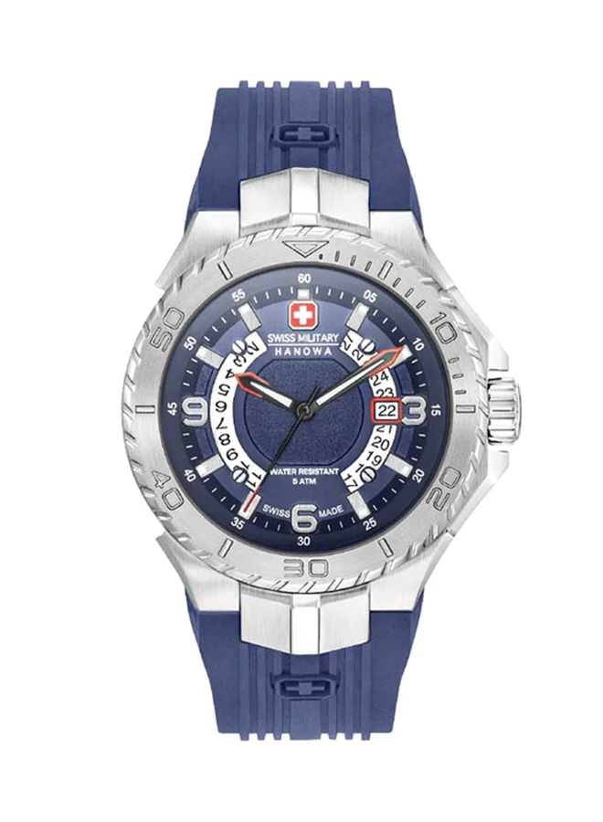 SWISS MILITARY HANOWA Silicone Analog Wrist Watch W S6-4327.04.003 - 45 mm - Dark Blue