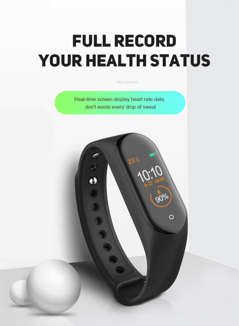 M4 Intelligent Time Calorie Sleep Sport Monitor Smartwatch Black  - Image 3