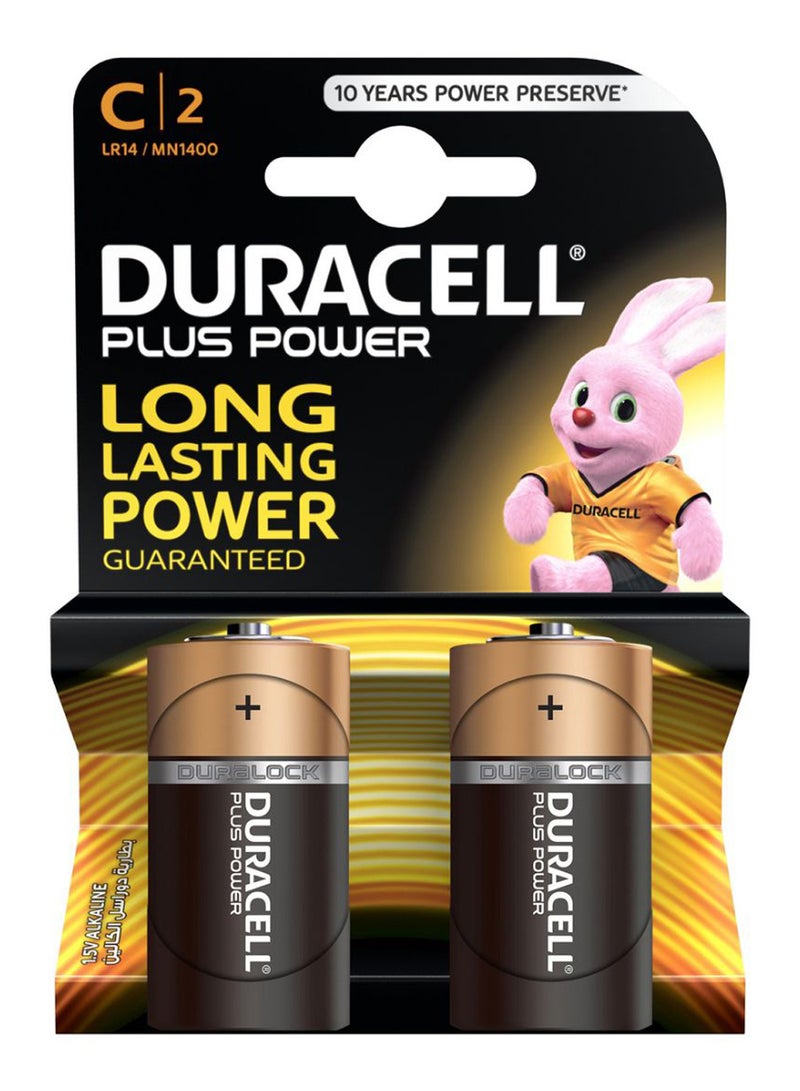 Duracell Pack Of 2 Plus Power C2 Alkaline Batteries  - Image 1