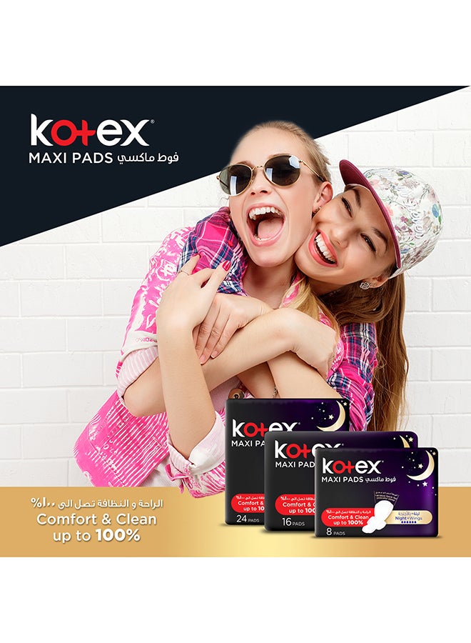 Maxi Protect Thick Pads, Overnight Protection Sanitary Pads with Wings, 24 Sanitary Pads 24 Piece - v1582287629/N29386467A_10