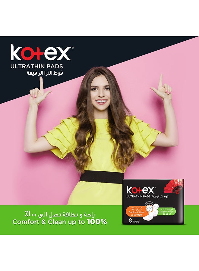 Kotex - Ultra Thin Pads Super With Wings 8S Pack Of 16 - Image 1