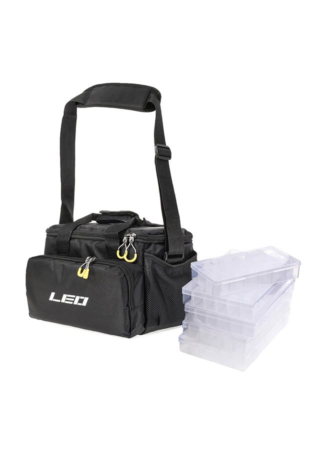 LEO Outdoor Fishing Shoulder Bag With 5 Tackle Boxes 32 x 20 x 23cm  - Image 1