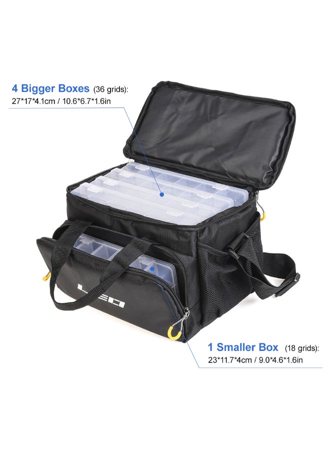 LEO Outdoor Fishing Shoulder Bag With 5 Tackle Boxes 32 x 20 x 23cm  - Image 4