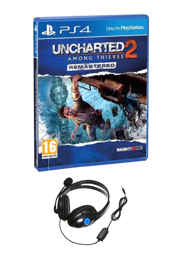 نوتي دوج لعبة المغامرة "Uncharted 2: Among Thieves Remastered" لجهاز بلايستيشن 4 مع سماعة رأس للألعاب مزودة بميكروفون - adventure - playstation_4_ps4 - Image 1