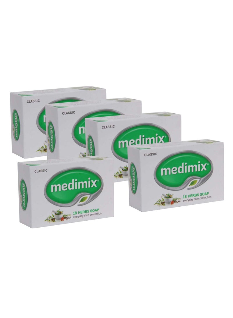 Medimix Pack Of 5 Ayurvedic Classic 18 Herbs Soap 5 x 75grams 