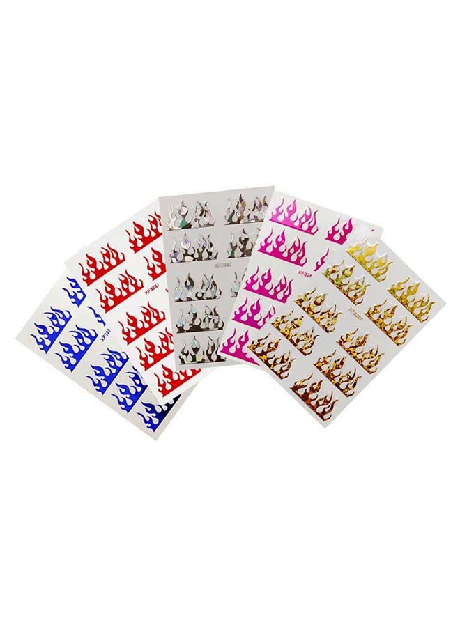 5-Piece Fire Design Nail Art Sticker Set 87 Multicolour - Image 1