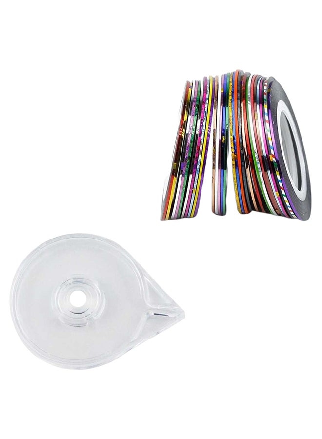 30-Piece Mixed Tape Sticker Roll Set With Holder Multicolour - Image 1