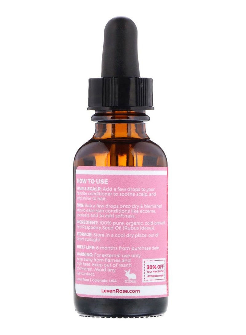 Leven Rose - Organic Cold Pressed Unrefined Red Raspberry Seed Oil 30ml - Image 1