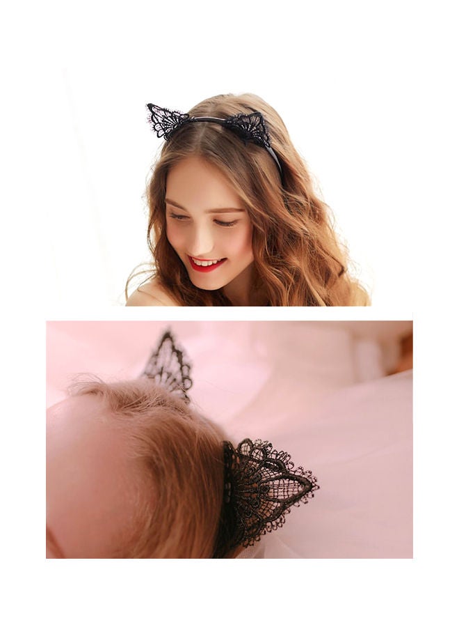 Beauenty Cat Ear Shape Lacework Headband Black - Image 3